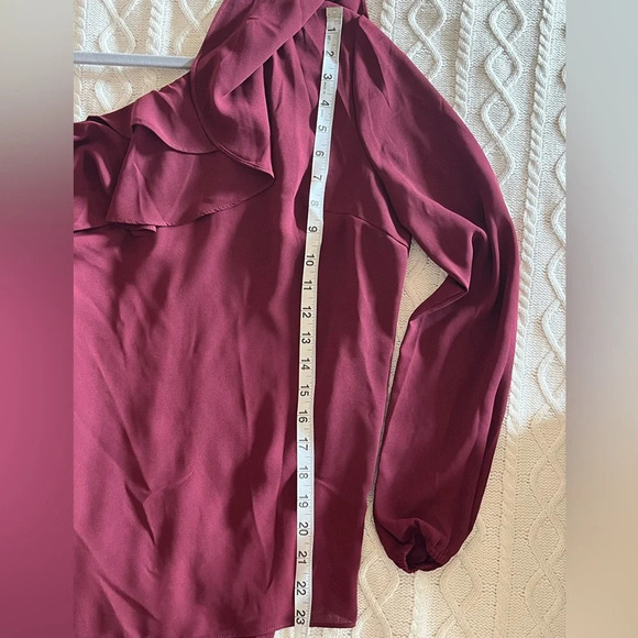 Maette Burgundy Polyester Drop Shoulder Blouse Women’s Size Small - Picture 12 of 13